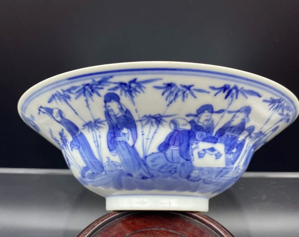 古玩陶瓷青花竹林七賢圖折腰碗拍賣,當(dāng)前價格3488元