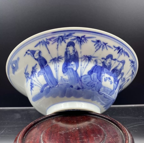 古玩陶瓷青花竹林七賢圖折腰碗拍賣,當(dāng)前價格3488元