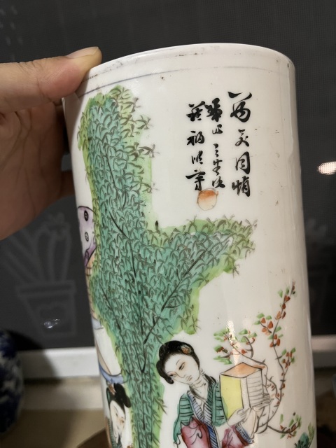 古玩陶瓷大小二喬仕女紋新粉彩帽筒拍賣,當前價格788元
