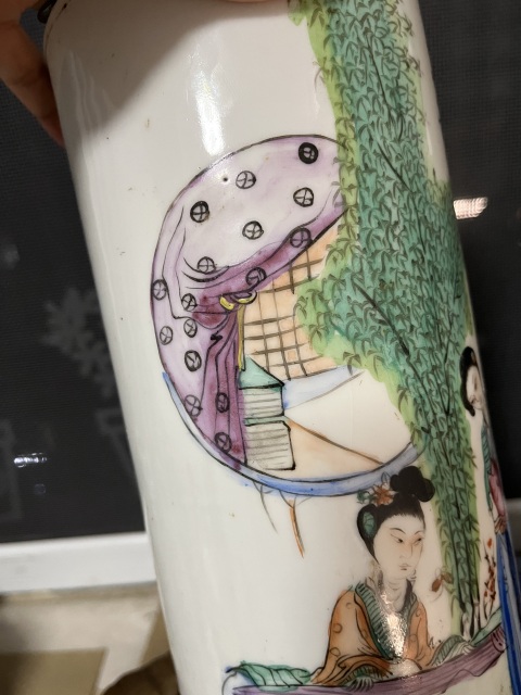 古玩陶瓷大小二喬仕女紋新粉彩帽筒拍賣,當前價格788元
