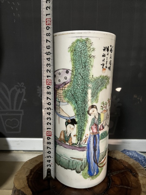 古玩陶瓷大小二喬仕女紋新粉彩帽筒拍賣,當前價格788元
