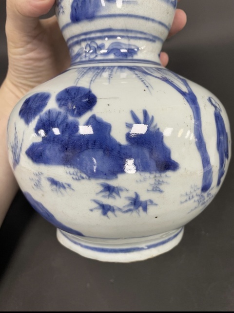 古玩陶瓷明崇禎·“指日高升”青花高士圖人物故事葫蘆瓶拍賣,當(dāng)前價(jià)格26000元