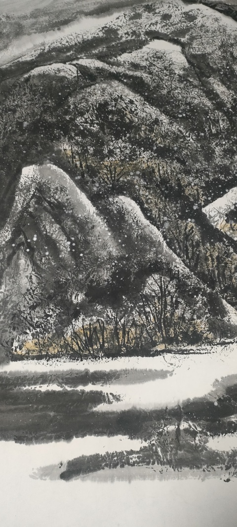 古玩字畫大紅袍畫家楊殿生作品山水畫《北國銀裝》拍賣，當前價格5800元