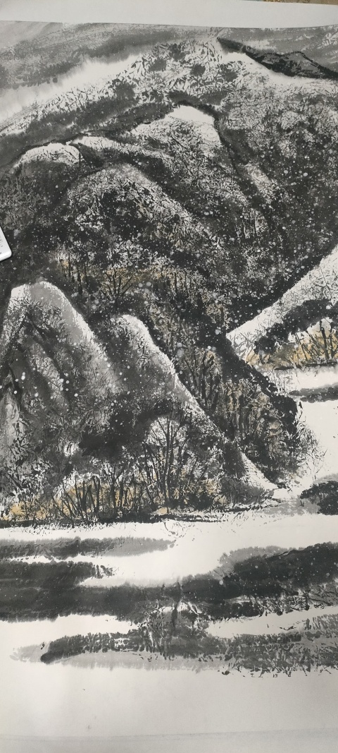 古玩字畫大紅袍畫家楊殿生作品山水畫《北國銀裝》拍賣，當前價格5800元