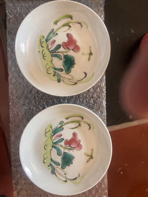 古玩陶瓷民國·花卉紋彩繪小盤一對拍賣,當前價格380元