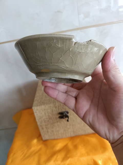 古玩陶瓷南宋龍泉官窯精品青釉冰片紋洗拍賣，當前價格598元