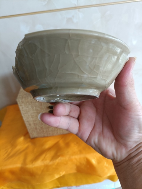古玩陶瓷南宋龍泉官窯精品青釉冰片紋洗拍賣，當前價格598元