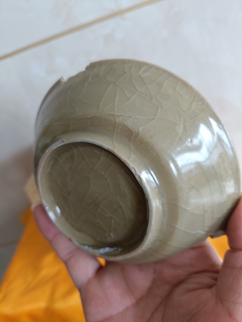 古玩陶瓷南宋龍泉官窯精品青釉冰片紋洗拍賣，當前價格598元