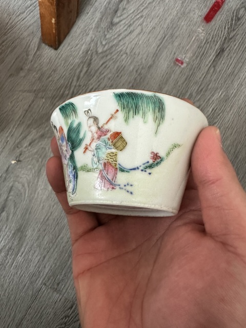 古玩陶瓷粉彩馬蹄杯拍賣，當前價格8800元