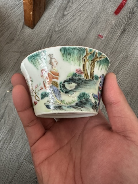 古玩陶瓷粉彩馬蹄杯拍賣，當前價格8800元