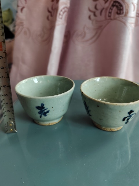 古玩陶瓷豆青釉青花杯拍賣,當前價格299元