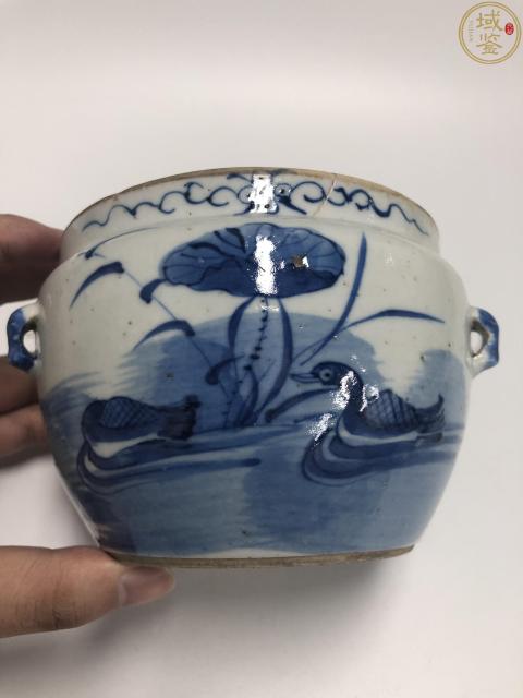 古玩陶瓷晚清青花滿池矯紋粥罐拍賣,當(dāng)前價(jià)格2000元