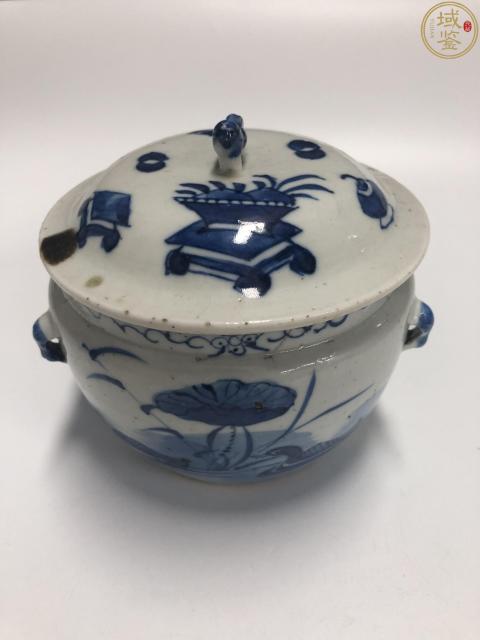 古玩陶瓷晚清青花滿池矯紋粥罐拍賣,當(dāng)前價(jià)格2000元