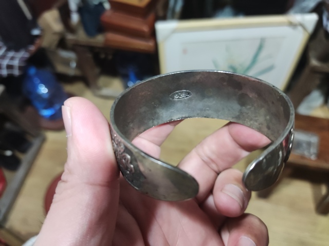 古玩雜項白銅鍍銀手鐲拍賣,當前價格188元