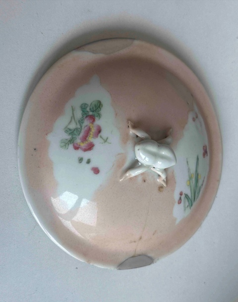 古玩陶瓷胭脂紅開窗粉彩花鳥粥罐拍賣，當前價格428元