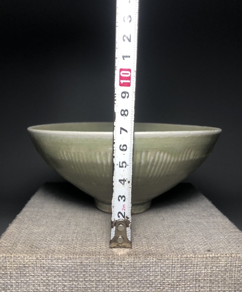 域鉴古玩】【精品】同安窑珠光青瓷刻花碗【馆藏级】【顶级釉水