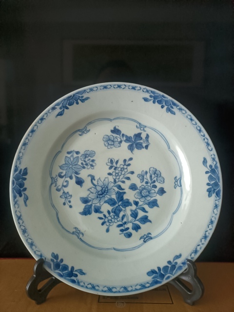 古玩陶瓷康熙 一對青花花卉紋盤拍賣,當前價格1280元