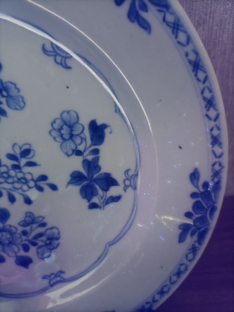古玩陶瓷康熙 一對青花花卉紋盤拍賣,當前價格1280元
