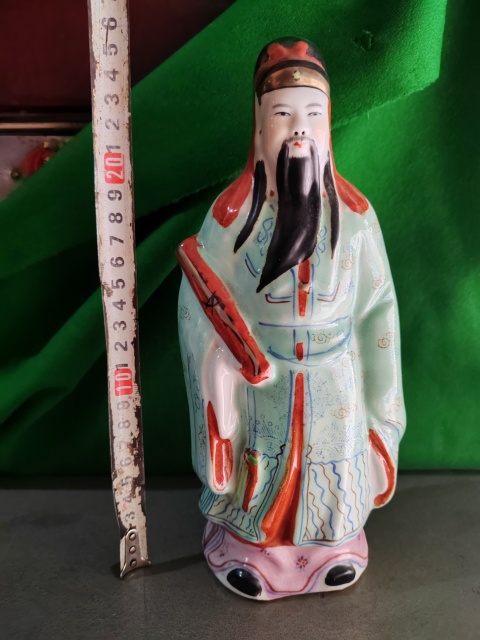 古玩陶瓷晚清民國粉彩瓷塑福星拍賣，當前價格788元