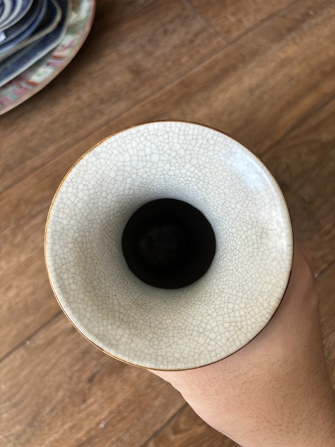 古玩陶瓷哥釉***雙龍戲珠觀音瓶拍賣,當前價格1888元