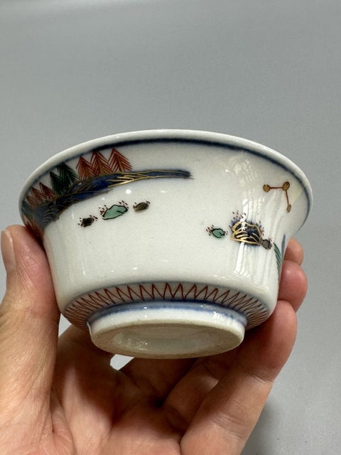 域鉴古玩】清晚期永乐年制款明治青花五彩赤壁赋纹茶碗拍卖价格