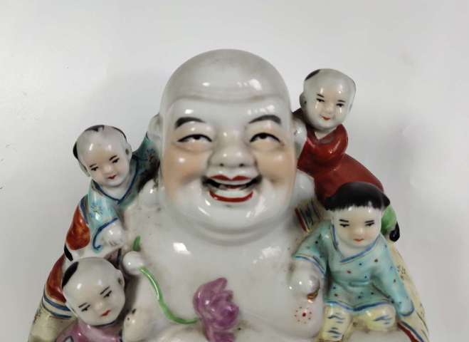 古玩陶瓷民國-粉彩五子登科彌勒佛坐像拍賣,當前價格1699元