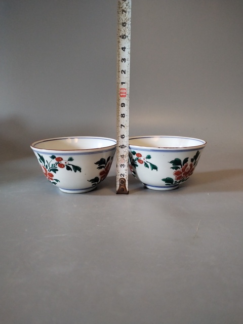 古玩陶瓷十九世紀(jì)花卉紋彩繪杯一對拍賣,當(dāng)前價(jià)格900元
