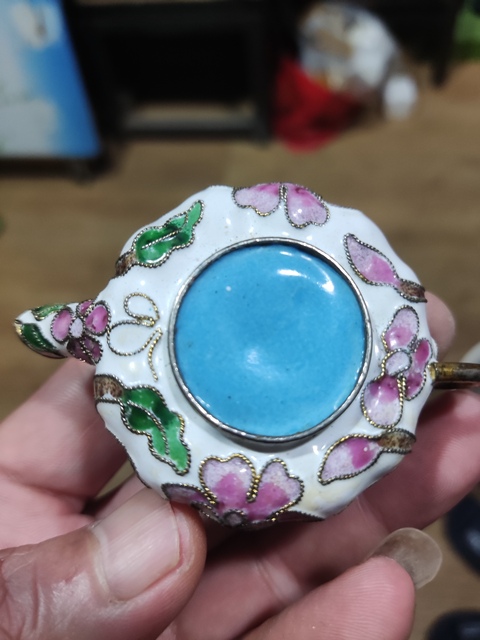 古玩陶瓷景泰藍掐絲琺瑯花卉紋執壺拍賣，當前價格150元