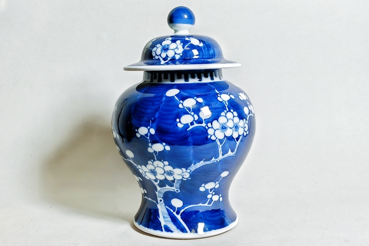 古玩陶瓷民國·青花留白冰梅紋將軍罐真品鑒賞圖