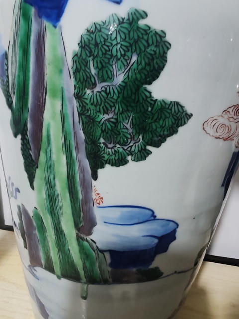古玩陶瓷青花五彩人物棒槌瓶拍賣，當(dāng)前價格7500元