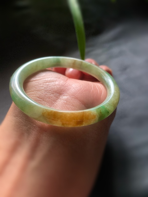 古玩玉器清代三彩天然翡翠手鐲拍賣，當前價格15000元