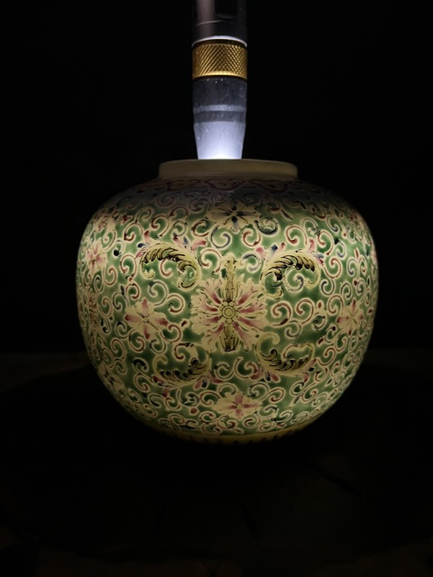 古玩陶瓷松石綠地粉彩花卉紋茶葉罐拍賣，當前價格1500元