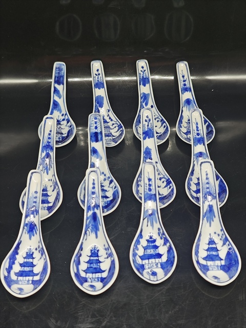 古玩陶瓷青花騰王閣樓圖紋勺拍賣,當前價格3000元