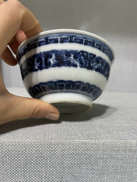 古玩陶瓷青花夔龍紋茶碗拍賣,當前價格5500元