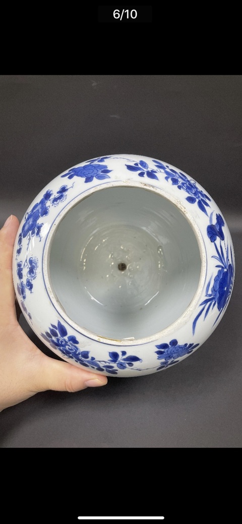 古玩陶瓷清康熙 青花瓜棱開光花卉紋罐拍賣,當前價格5777元