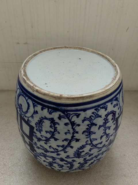 古玩陶瓷青花纏枝花卉紋三囍罐拍賣,當前價格680元