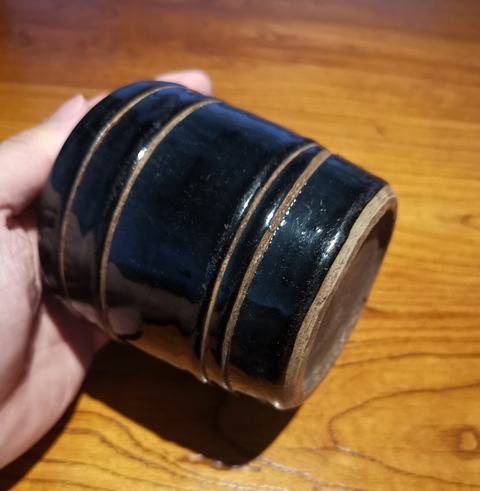 古玩陶瓷精品:元黑釉剔刻弦紋罐拍賣，當前價格1188元