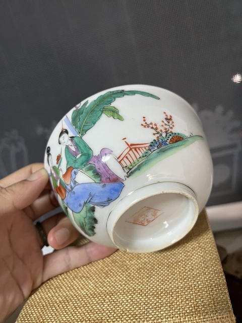 古玩陶瓷民國大小二喬仕女粉彩碗拍賣，當前價格488元