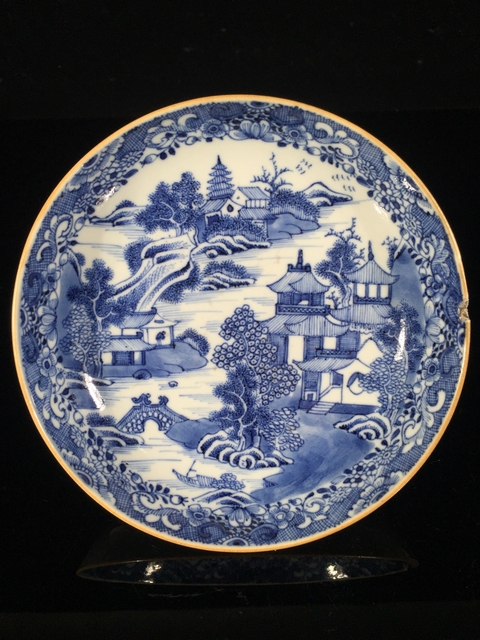 古玩陶瓷乾隆青花山水樓閣紋深腹盤拍賣,當(dāng)前價(jià)格1288元