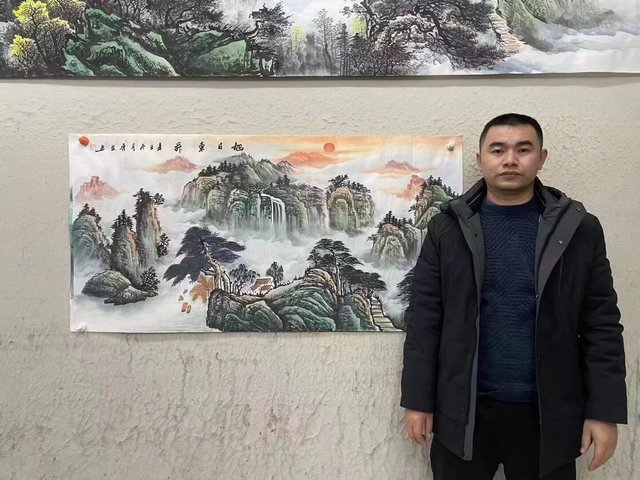 古玩字畫廣西美協山水畫家龍秀生山水拍賣，當前價格699元