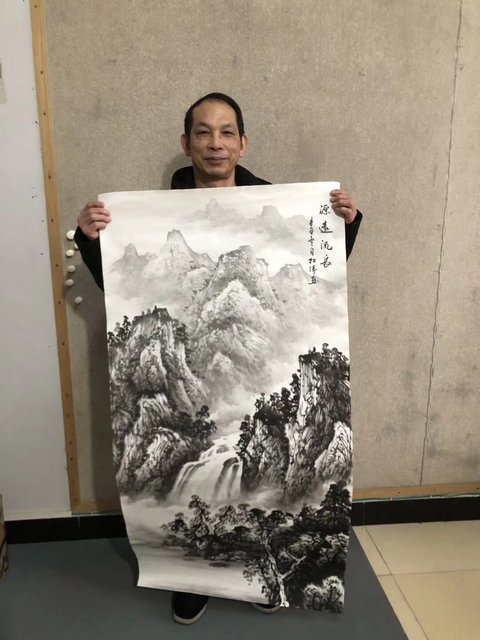 古玩字畫中美協(xié)會員一級美術(shù)師曾松濤山水拍賣,當(dāng)前價格899元
