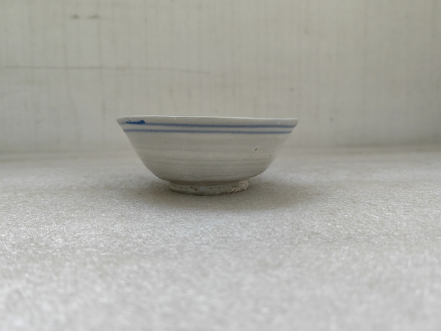 古玩陶瓷青花線條紋茶碗拍賣,當前價格680元