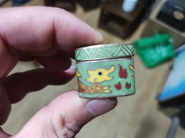 古玩雜項景泰藍掐絲琺瑯蓋盒拍賣,當前價格168元