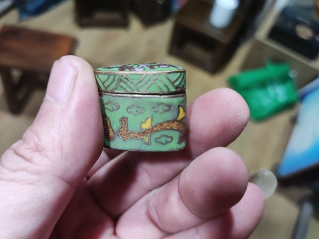 古玩雜項景泰藍掐絲琺瑯蓋盒拍賣,當前價格168元