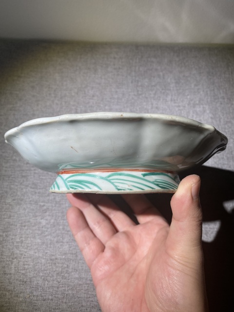古玩陶瓷晚清淺降彩花鳥盤拍賣，當前價格550元