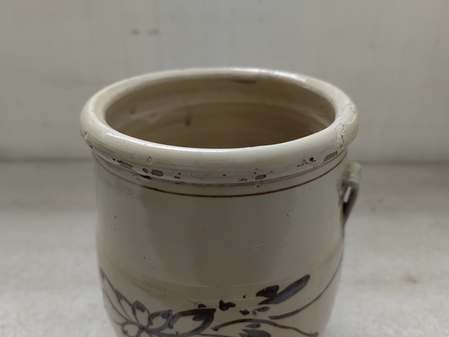 古玩陶瓷磁州窯白地黑花花鳥紋雙系罐拍賣,當前價格333元