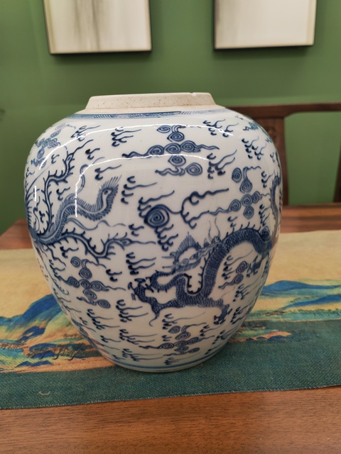 古玩陶瓷雍正龍鳳紋青花罐拍賣,當前價格36800元