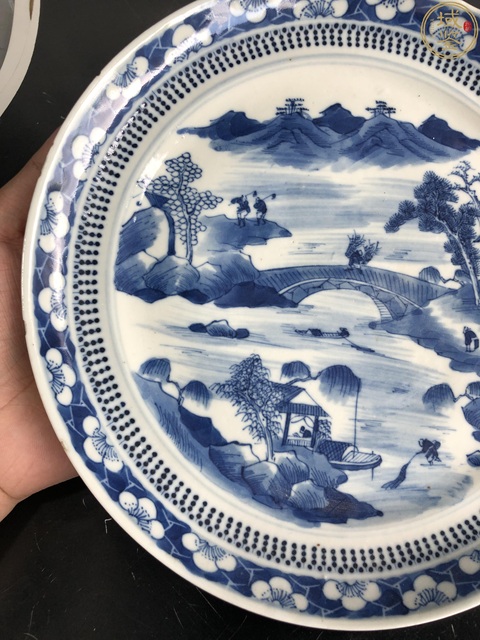 古玩陶瓷清中晚·青花細(xì)路漁樵耕讀山水人物圖賞盤拍賣,當(dāng)前價(jià)格3680元