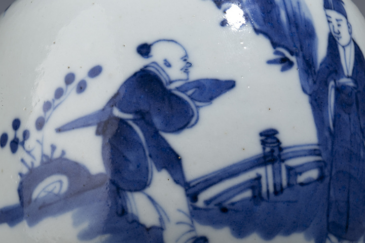 古玩陶瓷晚清·青花攜琴訪友紋罐拍賣，當(dāng)前價(jià)格3666元