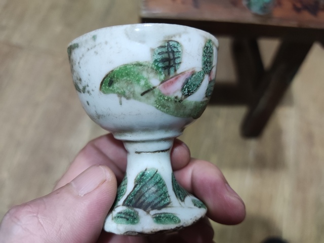古玩陶瓷晚清山水紋 高足杯一對拍賣,當前價格128元